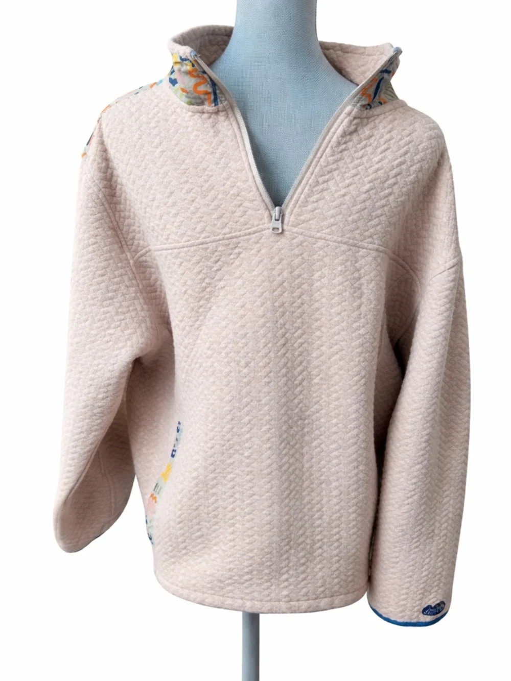Chubbies Men’s Cream Quilted Quarter Zip Pullover Sweatshirt XL